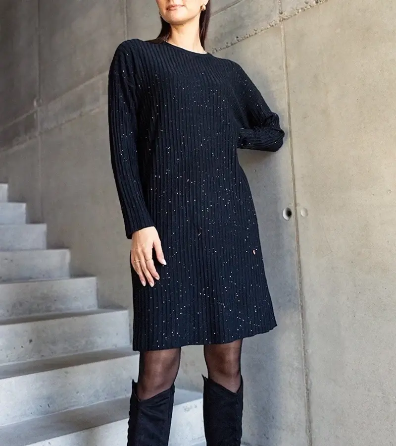 marka niezdefiniowana Čierna midi šaty s leskom Kadyra