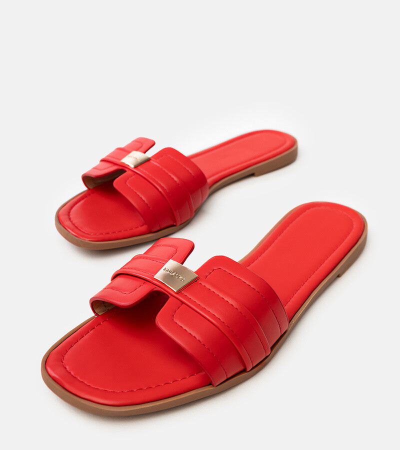 marka niezdefiniowana Červené dámske šľapky s ozdobou na remienku Levanduľa