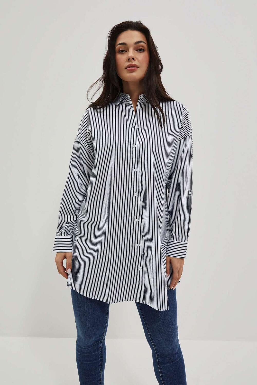Marisse Women's Shirt L-Ko-4016 White_Navy