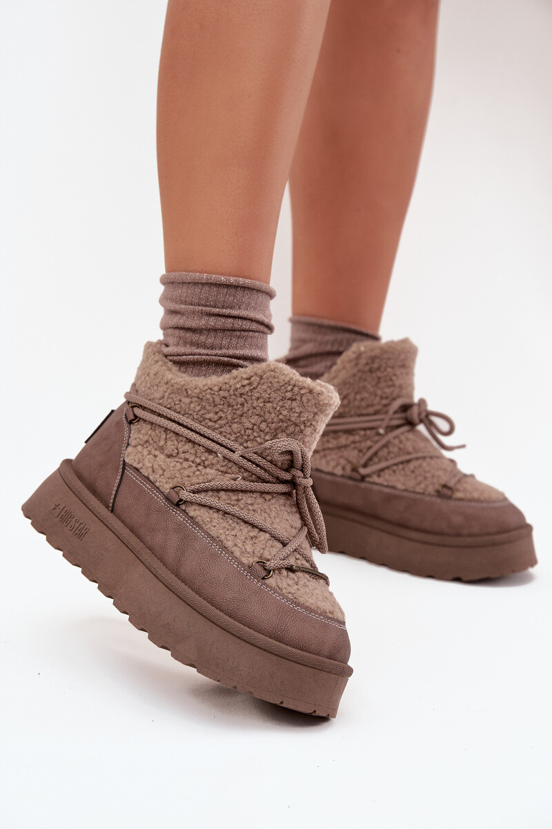 BIG STAR SHOES Dámske Snehule Na Platforme S Kožušinou Typu Baranek