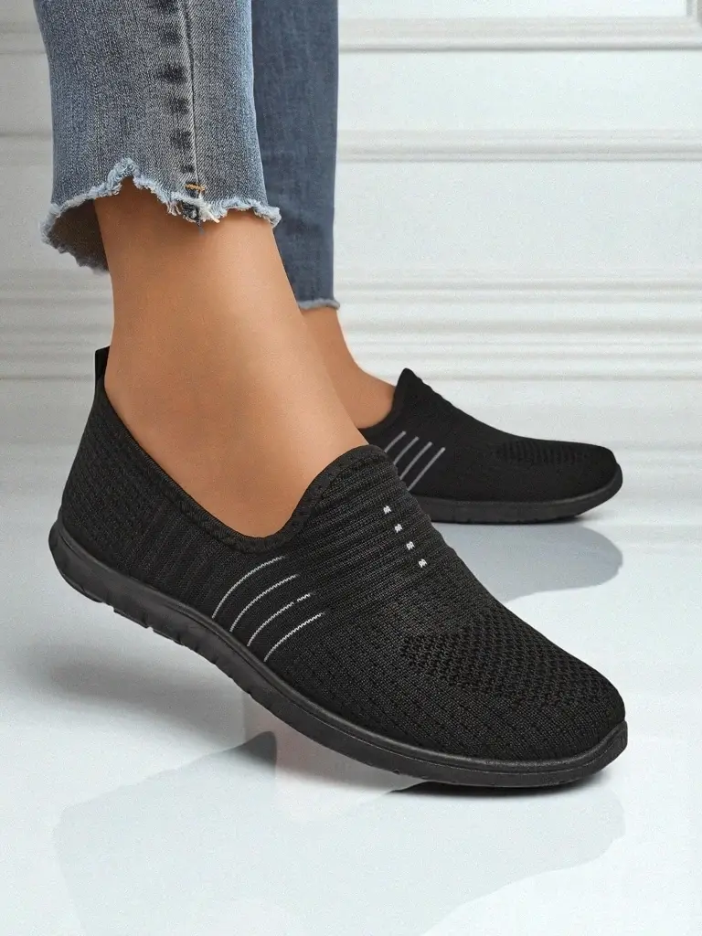 Resti Women's lightweight Alethea black fabric moccasins - stylish for summer and spring