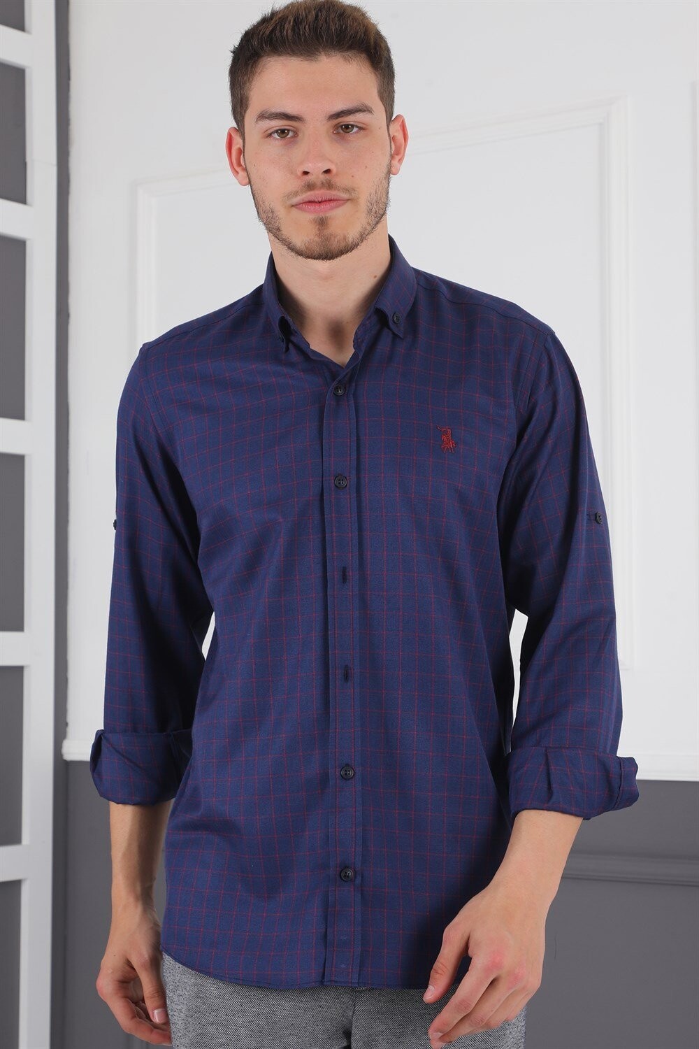 G720 DEWBERRY MEN'S SHIRT-NAVY-BURGUNDY