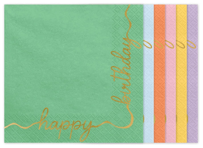 PartyDeco Servítky - Happy Birthday mix 33 x 33 cm
