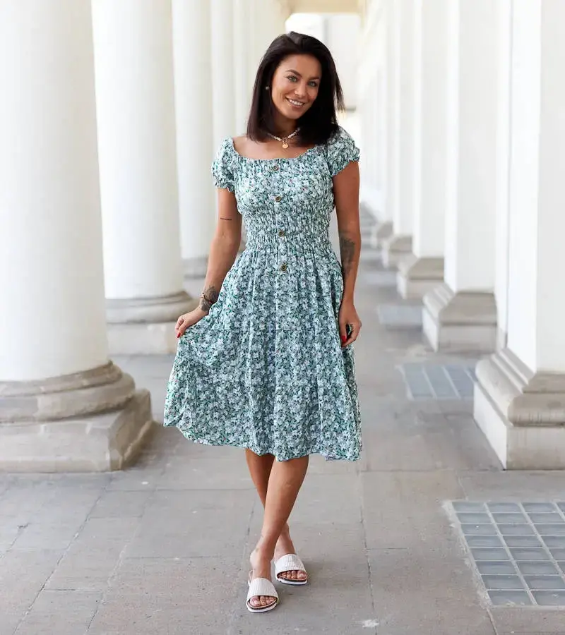 Gemre Zelené kvetinové šaty Carita