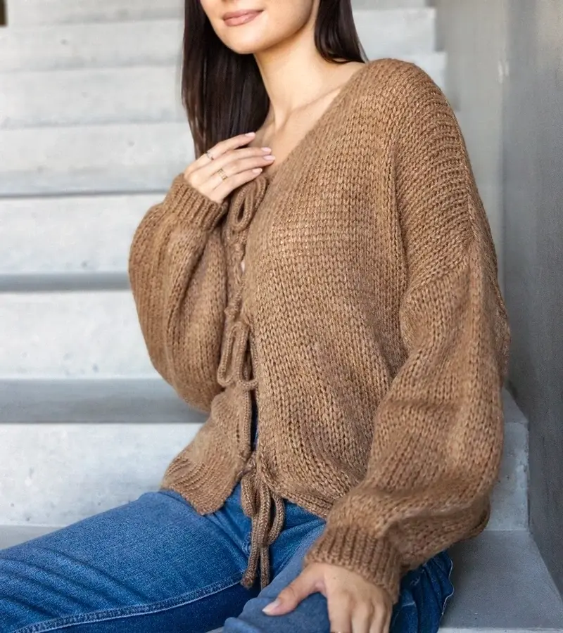 marka niezdefiniowana Brúzový viazaný sveter Sumaia