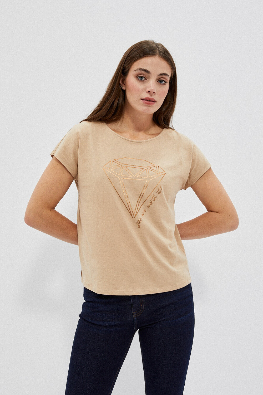 Marisse Women's T-Shirt L-Ts-4042 D.Beige