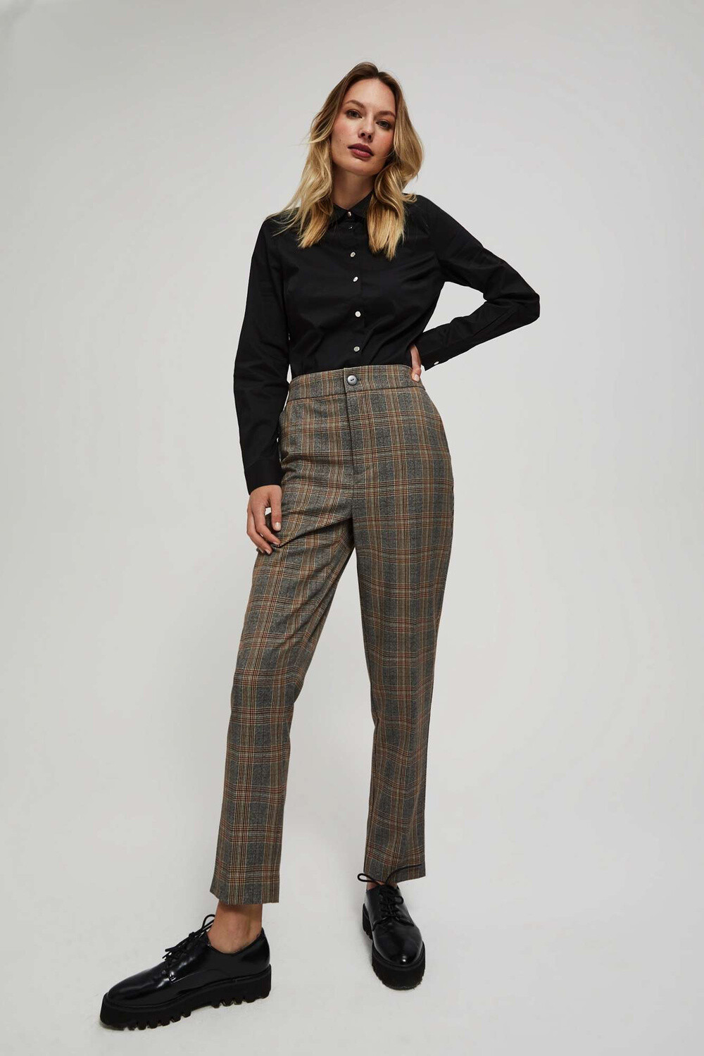 Marisse Gray Checkered Trousers