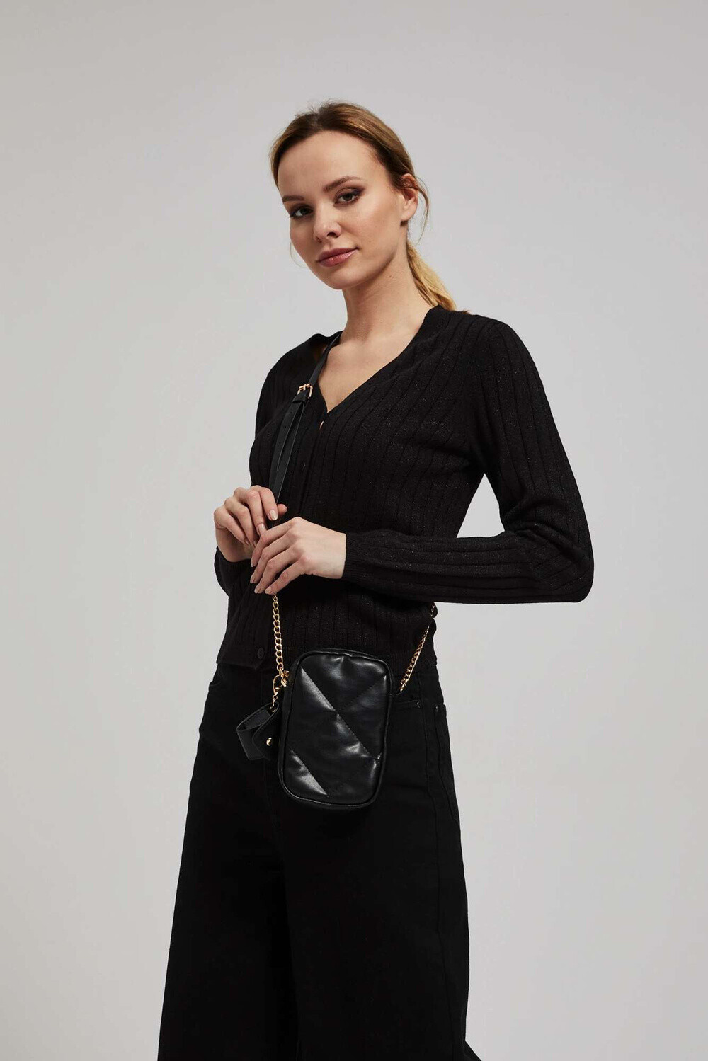 Marisse Quilted Black Chain Bag