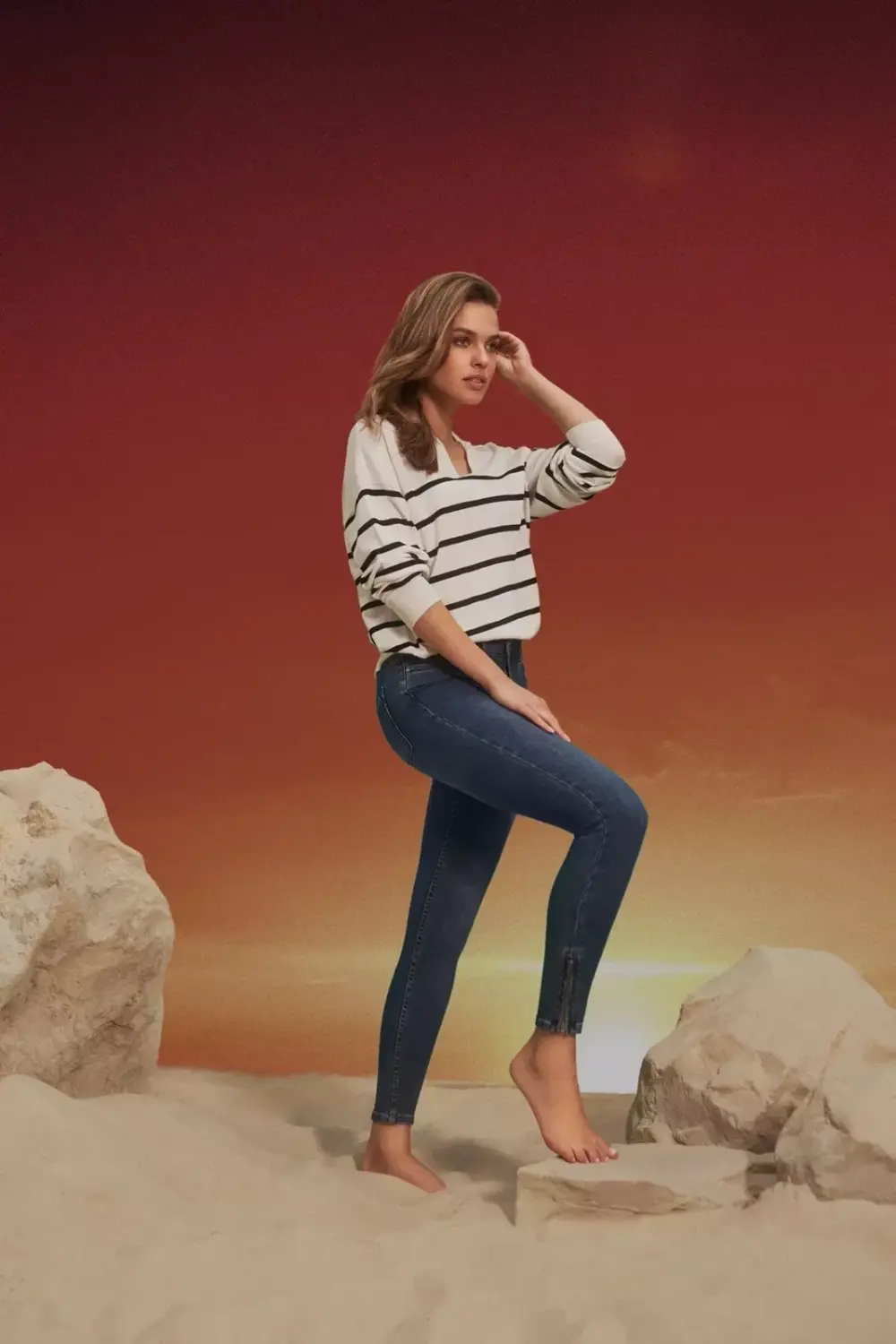 Marisse Navy Blue Skinny Jeans