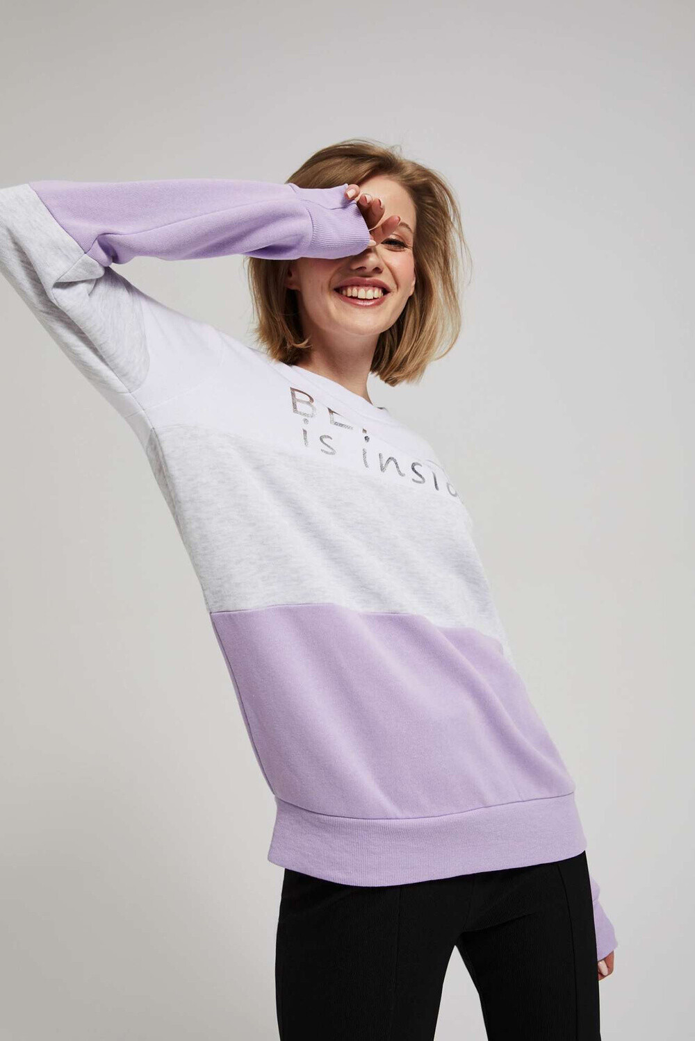 Marisse Lavender Printed Sweatshirt
