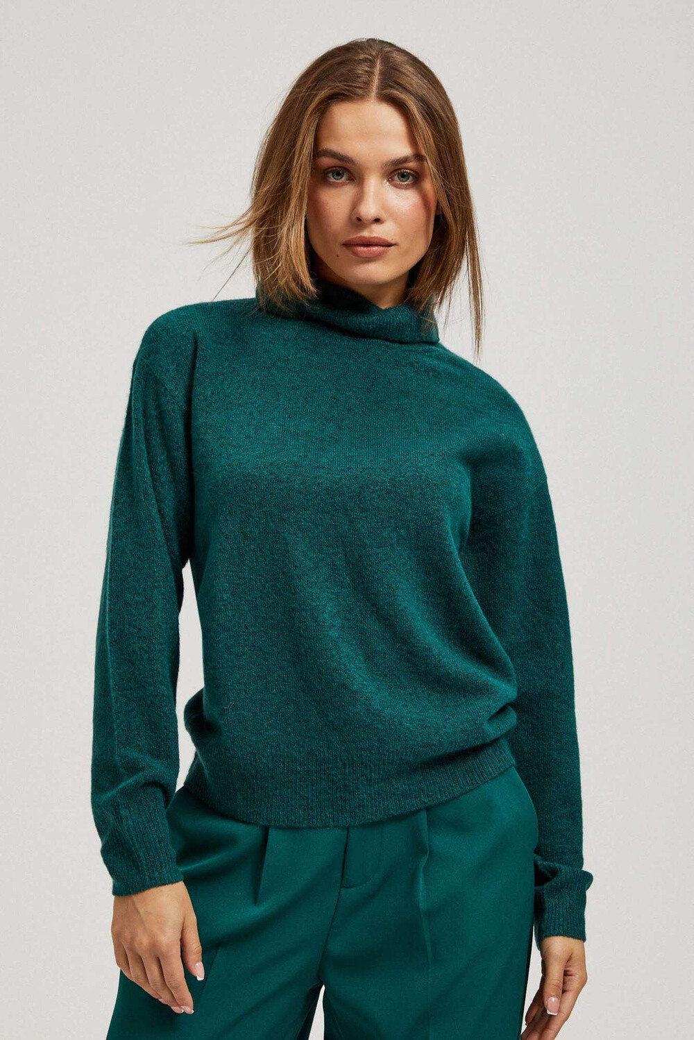 Marisse Green Turtleneck Sweater