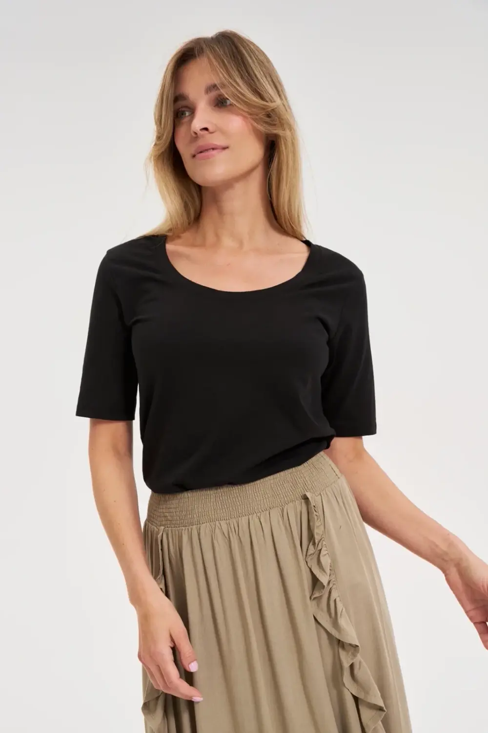 Marisse Black Cotton T-Shirt