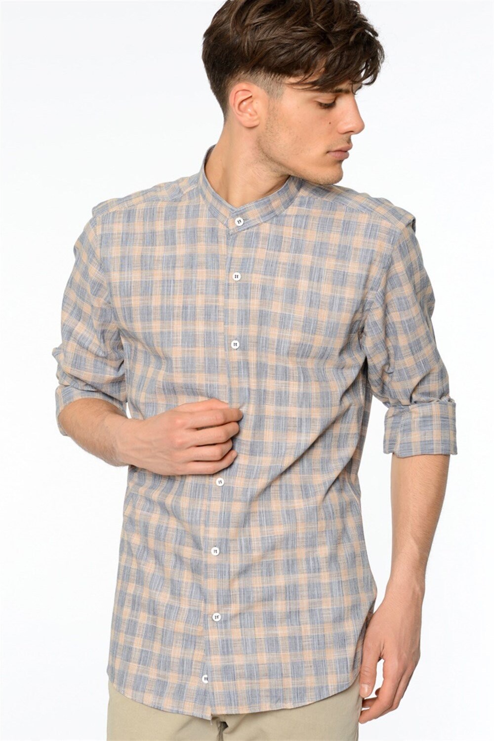 G618 DEWBERRY LINEN SHIRT-NAVY-BROWN