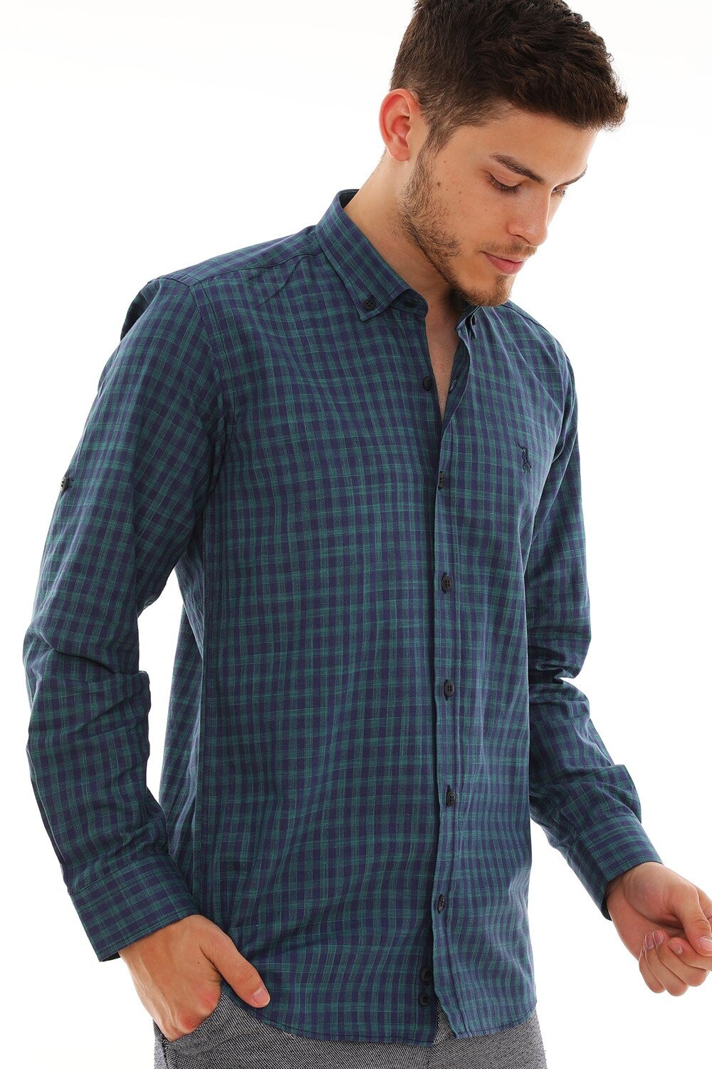 G724 DEWBERRY MEN'S SHIRT-NAVY-KHAKI