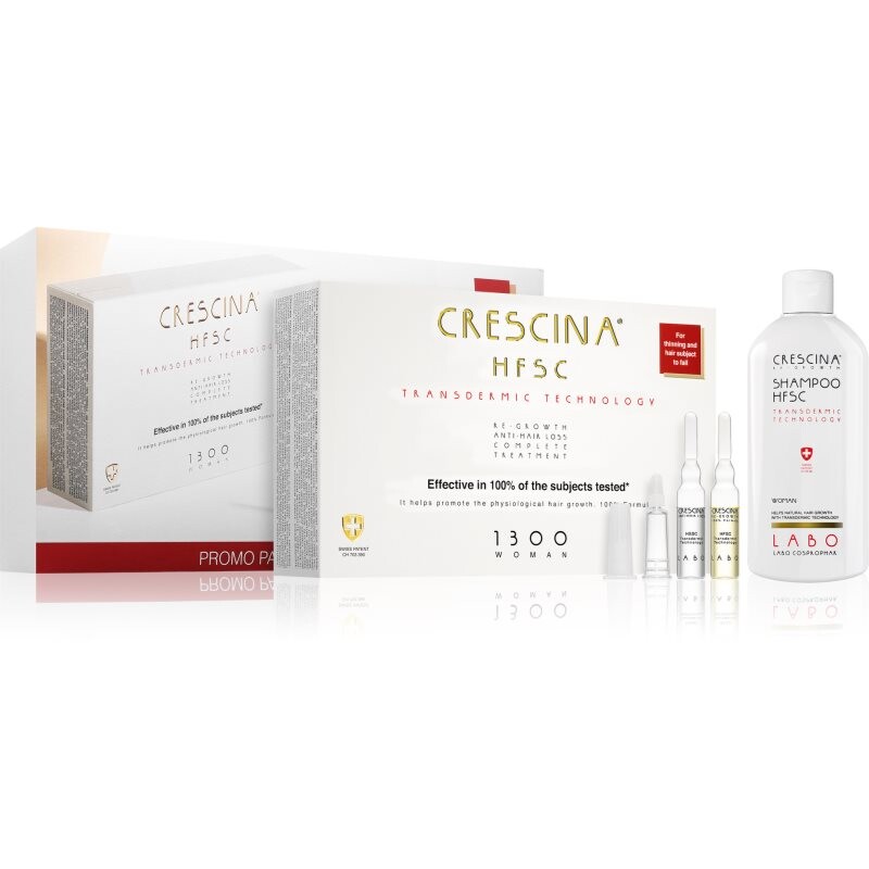 Crescina Transdermic 1300 Re-Growth and Anti-Hair Loss starostlivosť pre podporu rastu a proti vypadávaniu vlasov pre ženy výhodné balenie