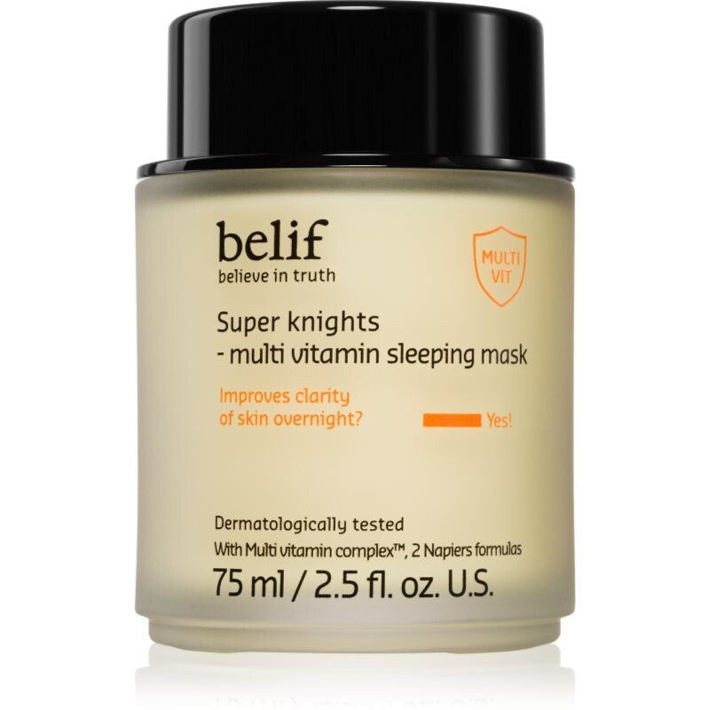 belif Super Knights Multi Vitamin Mask intenzívna nočná maska pre rýchlu regeneráciu suchej a dehydrovanej pleti pre všetky typy pleti 75 ml