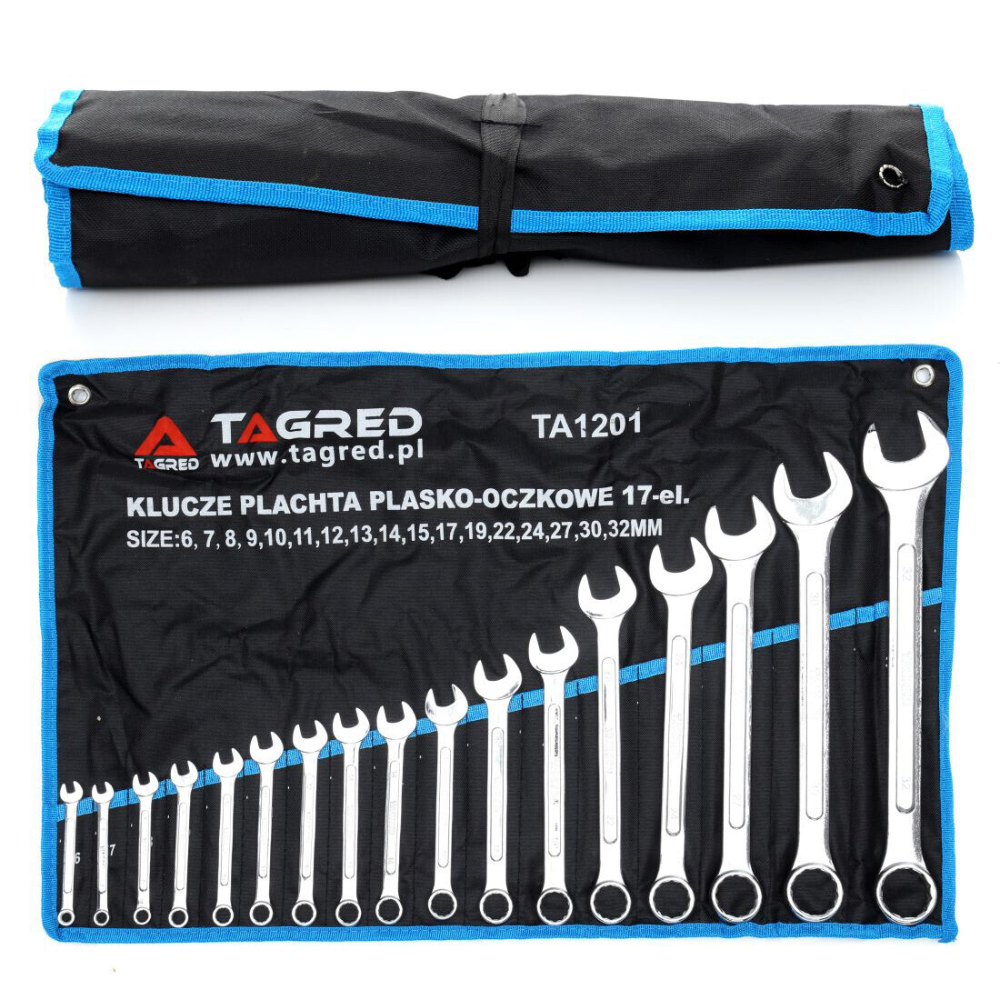 Očkoplochý kľúč sada 17 ks 6-32 mm, kovaný, CrV, plachta TA1201