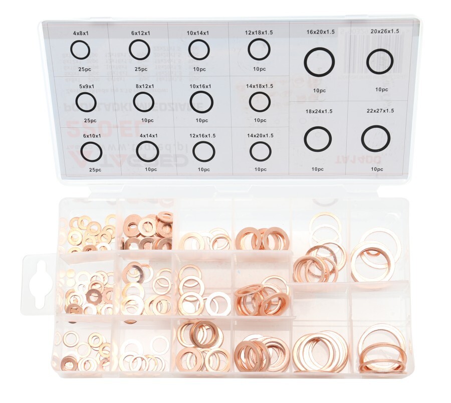 Podložky medené sada 220 ks triedič TA1400