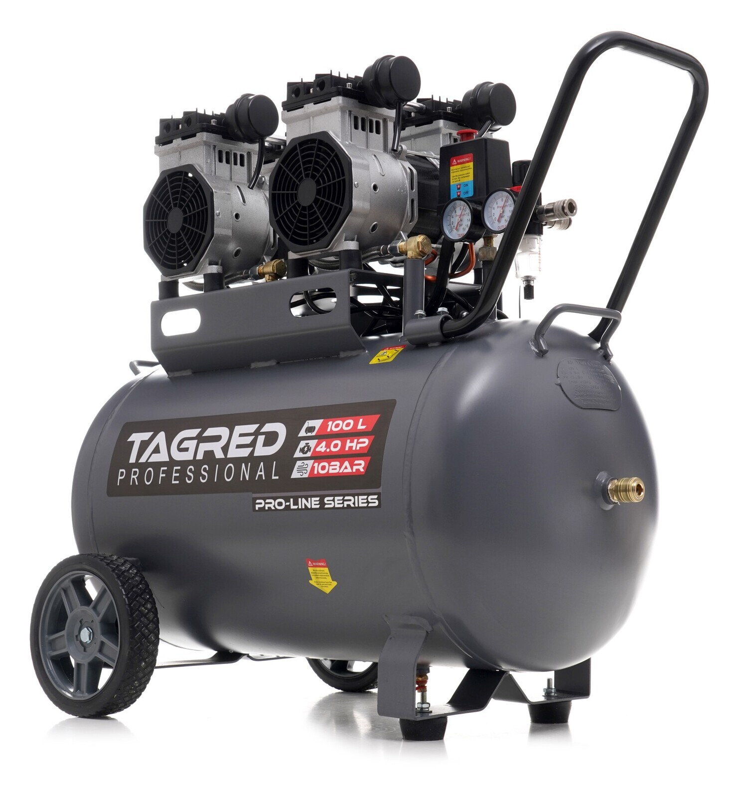 Profesionálny bezolejový kompresor 10 BAR 100L 4 piesty 4T, tichý TA3387