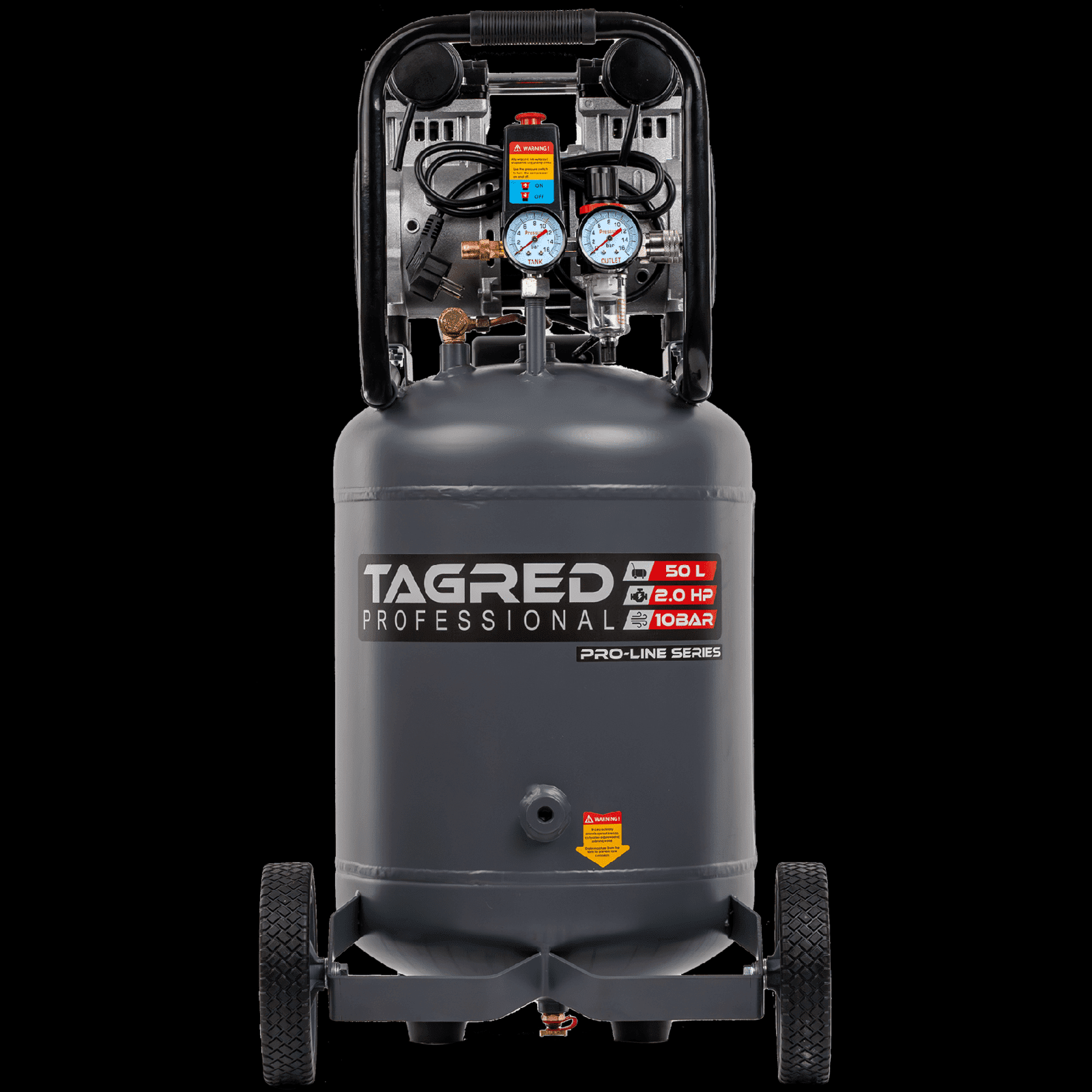 Profesionálny bezolejový vertikálny kompresor, stojací 10 BAR 50L R2 TA3396