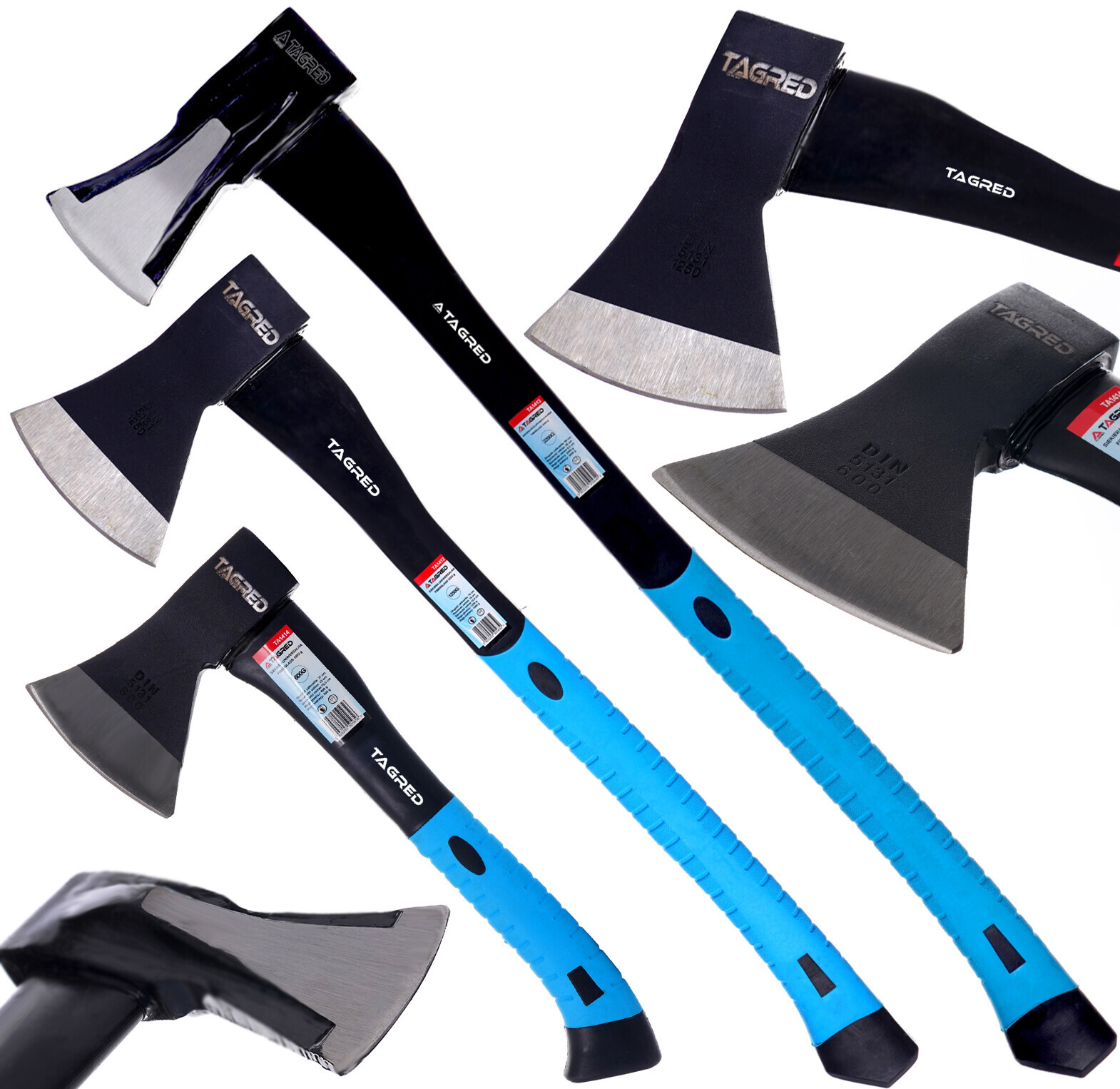 Sada 3 seker s rukoväťami z materiálu typu Fiberglass, sekera, univerzálna, na štiepanie TA1415