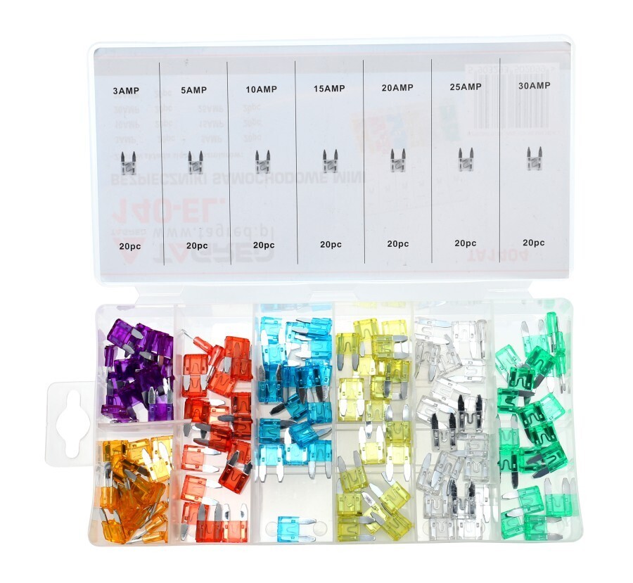 Sada automobilových poistiek 140 ks mini 3A-30A TA1404