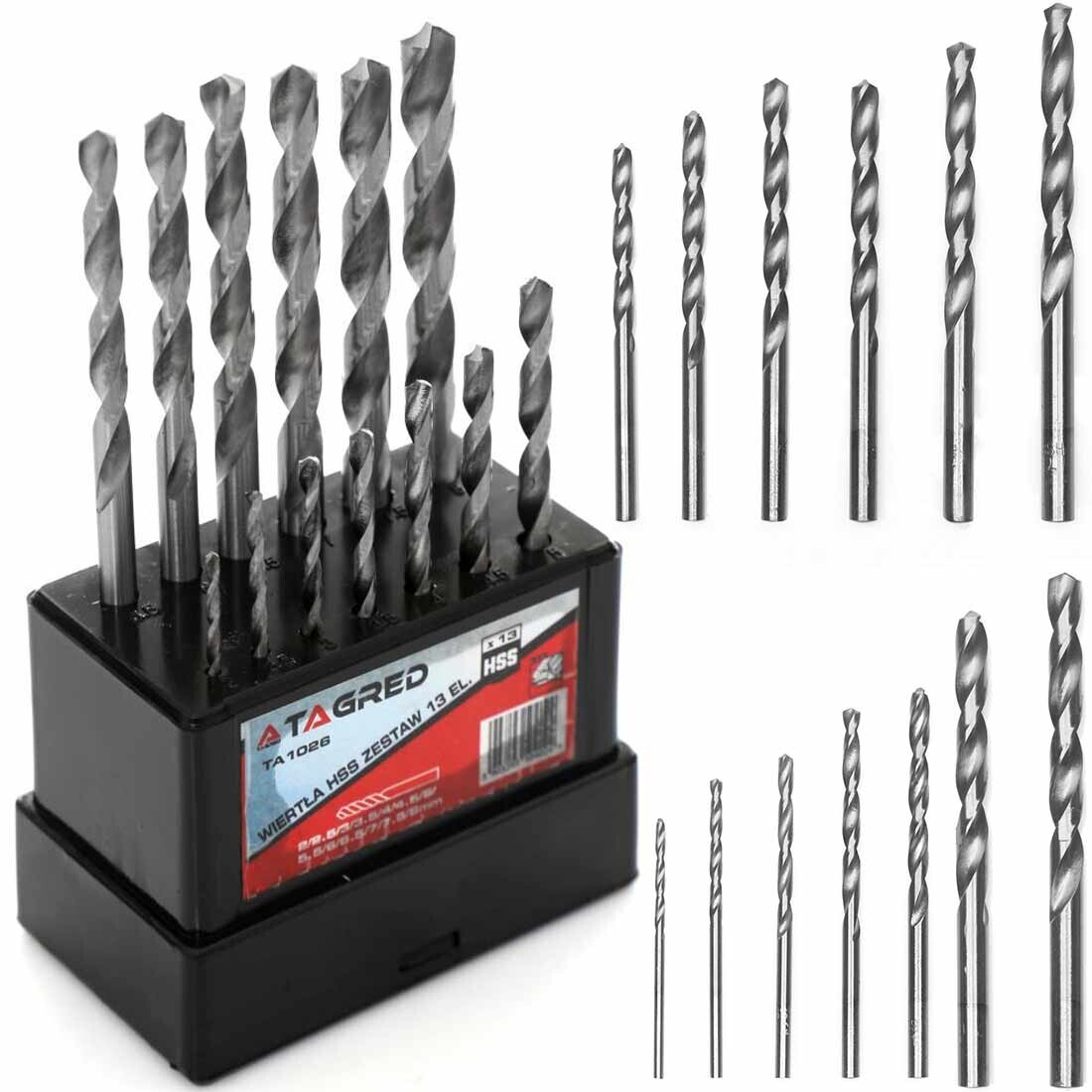 Sada vrtákov do kovu HSS, vrtáky 2,0 – 8,0 mm, 13 ks TA1026