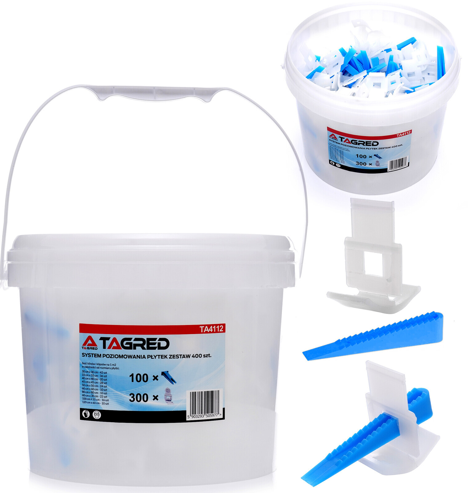 Systém na vyrovnávanie dlaždíc, obkladov a glazúry, 400 dielov TA4112