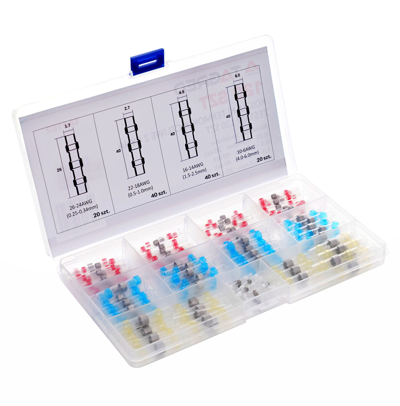 Tepelne zmrštiteľné spájky, rúrky, tepelne zmrštiteľné objímky s cínom, hermetické, 120 kusov TA4162