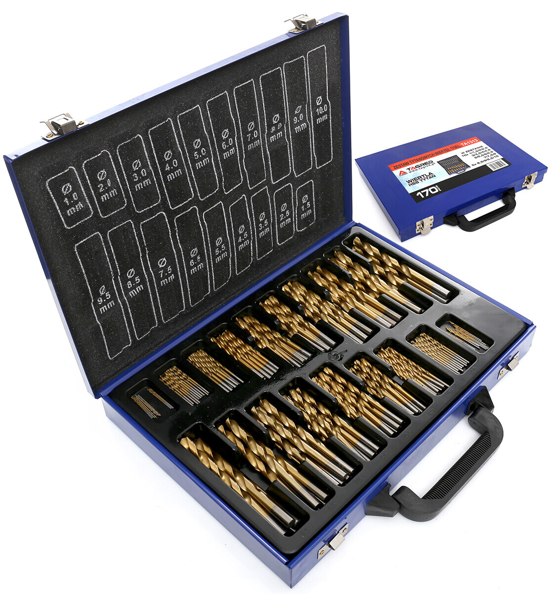 Titanové vrtáky, vrták HSS-TIN, sada 170 ks TA1313