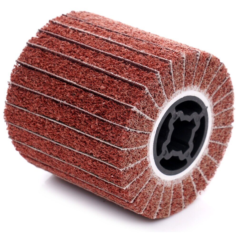 Valcový brúsný kotúč, brúsna netkaná textília 100x100x19 P80 COARSE vyrobená zo striedavo usporiadaných brúsnych plátien a netkanej textílie TA4121