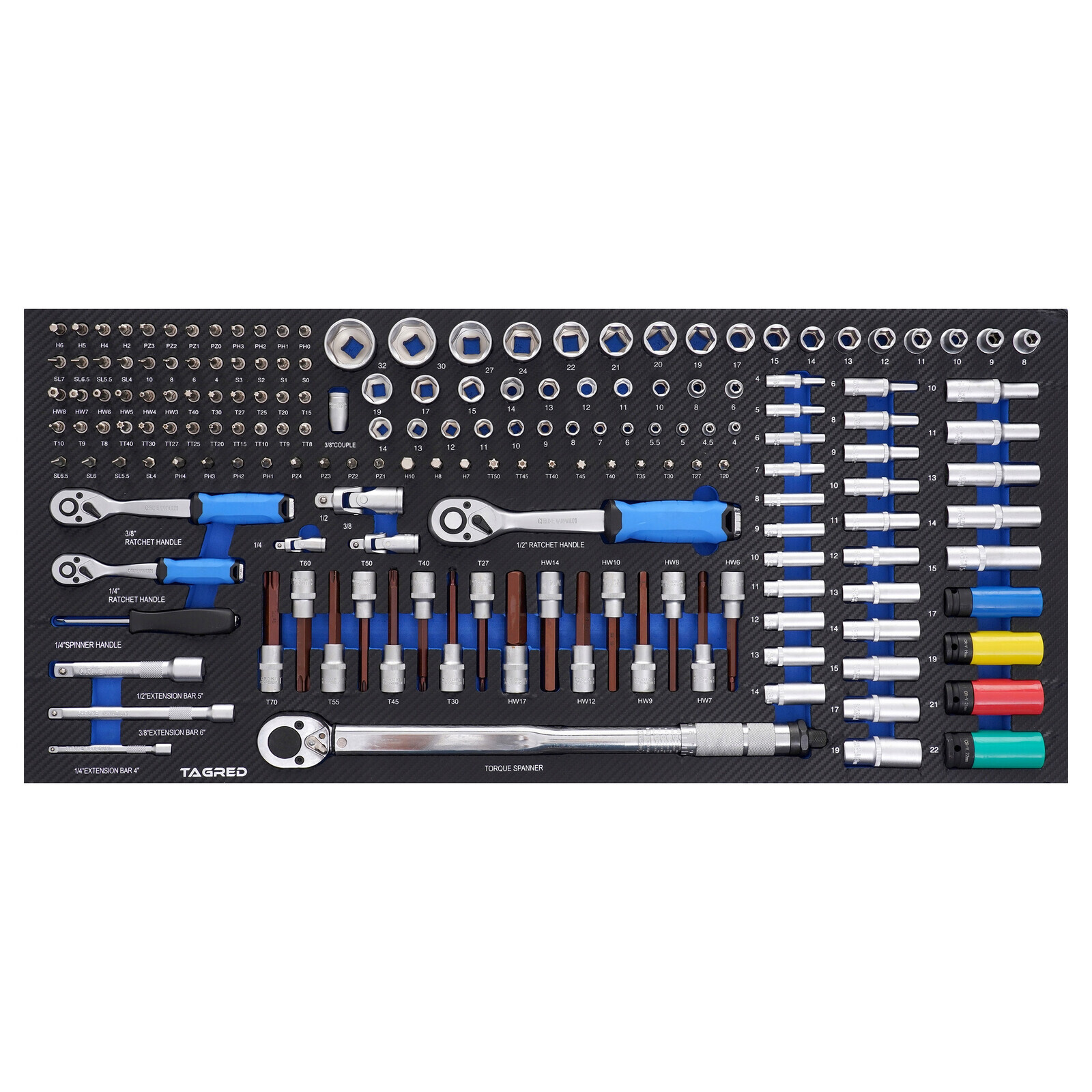 Vložka dielenského vozíka PERFORMANCE, Sada imbusových kľúčov s rukoväťou typu T 18-el TA19125