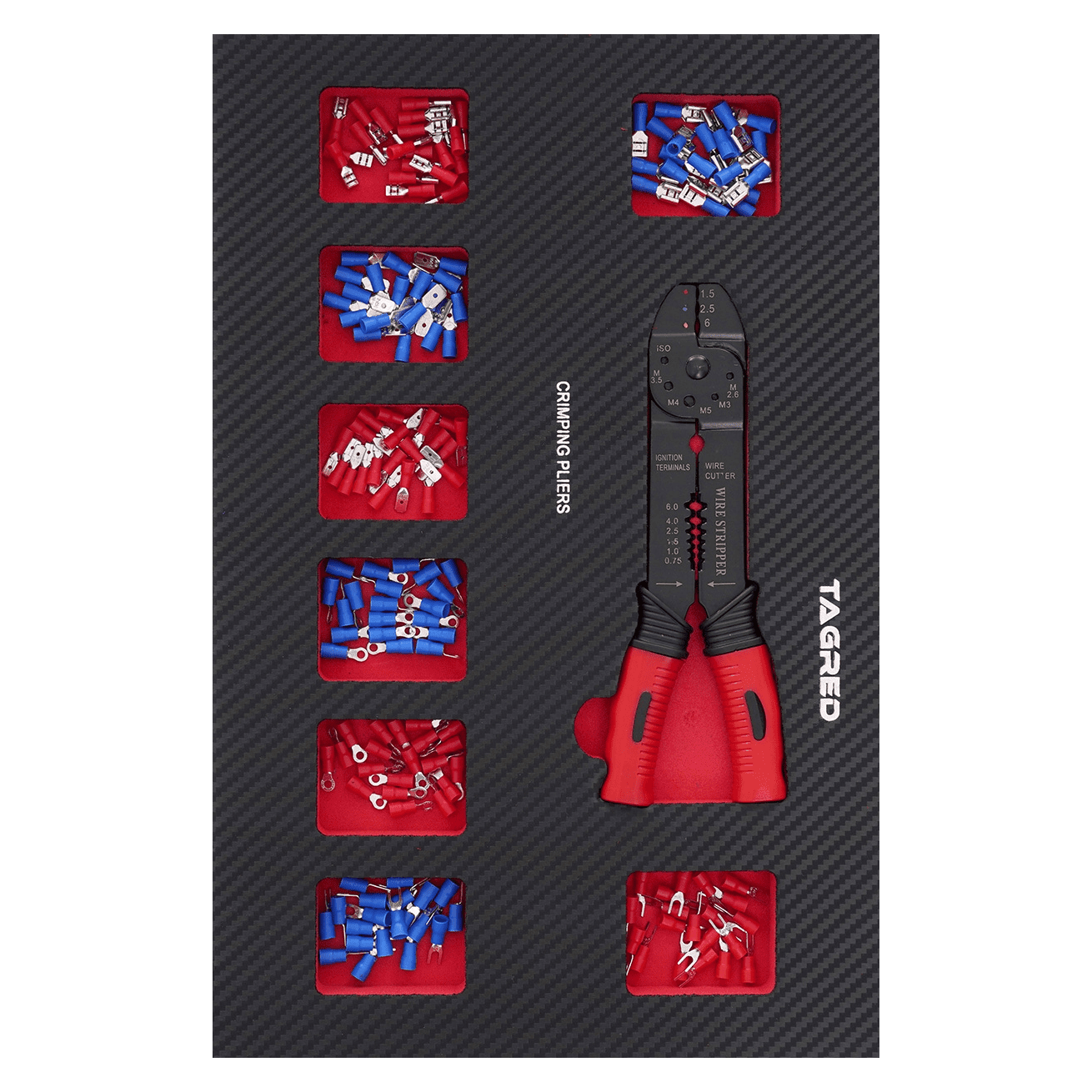 Vložka dielenského vozíka PERFORMANCE, Kliešte na lisovanie a konektory 161-el TA18519