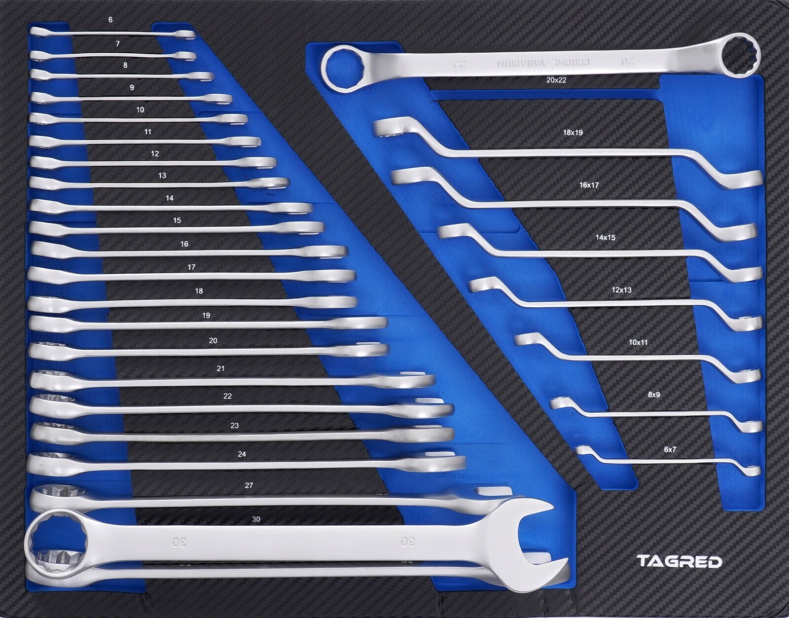 Vložka dielenského vozíka PERFORMANCE, sada plochých kľúčov 30 ks TA19122