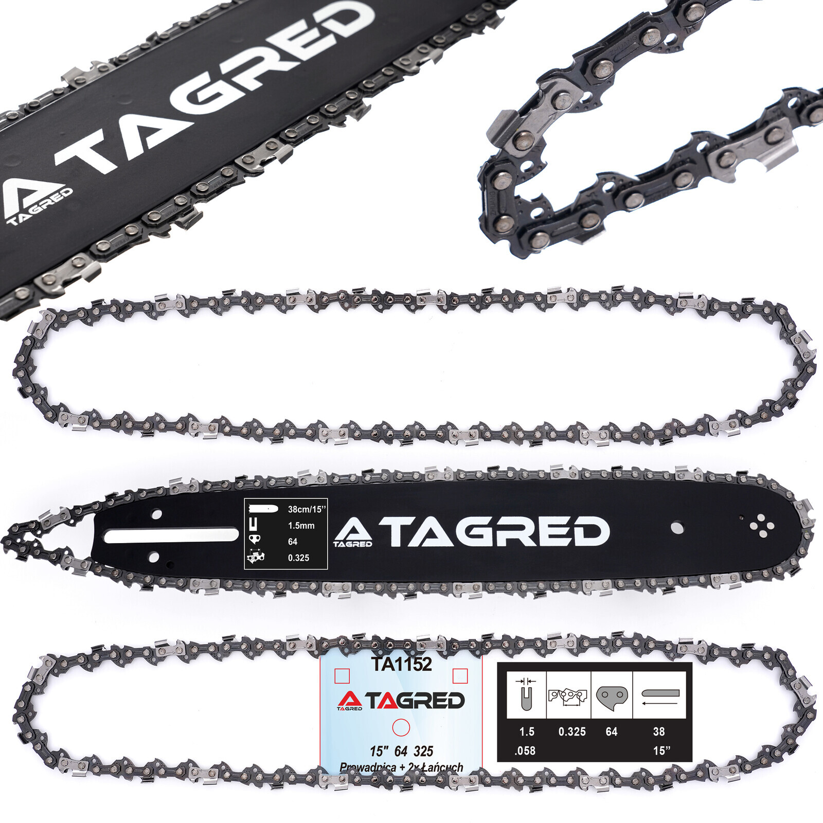 Vodítko pre pílu 15/64/325/1,5 mm 2 reťaze TA1152