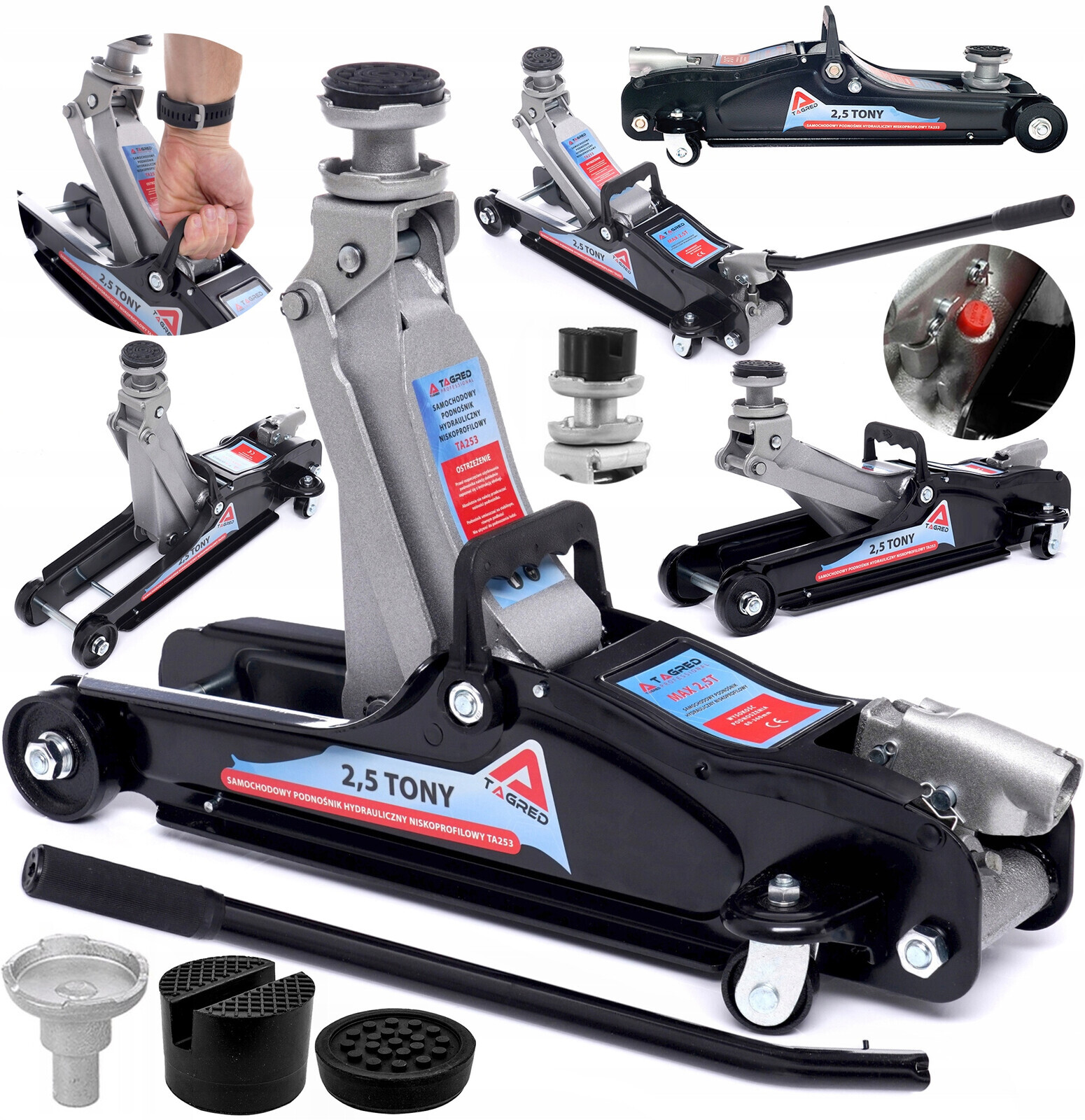 Zdvihák na auto 2,5 tony, nízky zdvihák, 2 gumy, nadstavba TA253S
