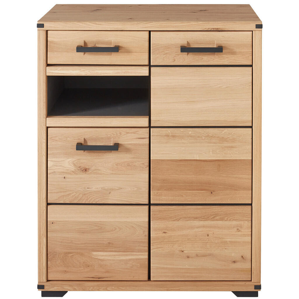 Linea Natura SKRINKA NA TOPÁNKY, grafitová, dub artisan, divoký dub, 85,1/107/40,5 cm