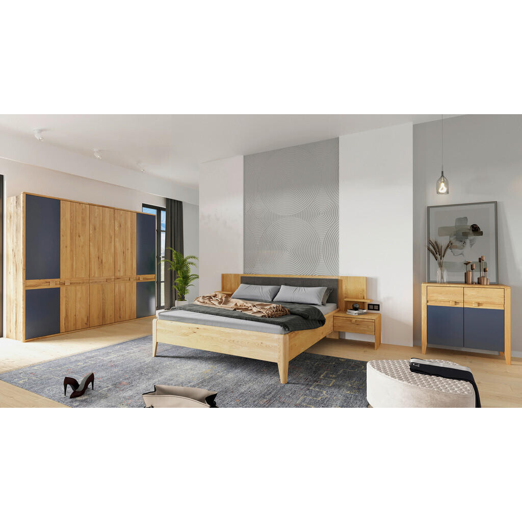 Linea Natura ZOSTAVA S POSTEĽOU, 180/200 cm, antracitová, divoký dub