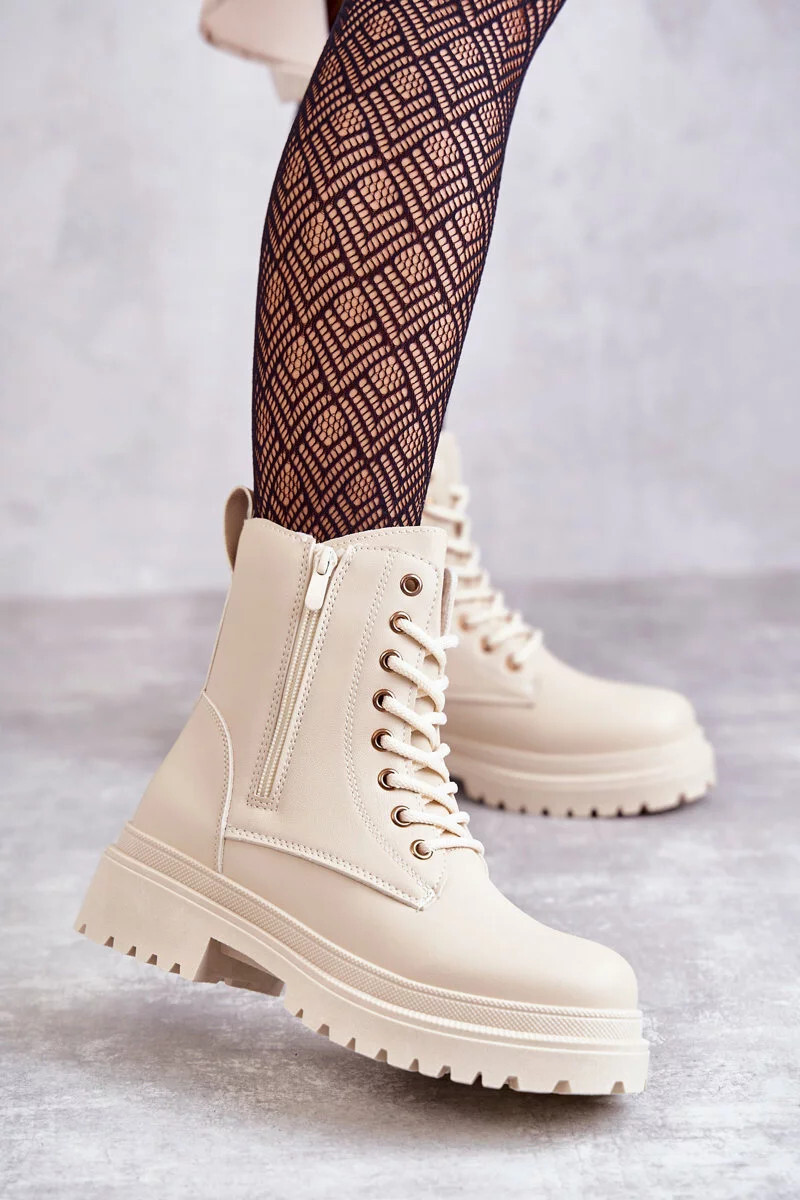 Dámske zateplené kožené čižmy Dorchen light beige 38