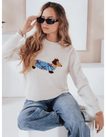 Dámska sveter s aplikáciou psa CHICPAWS krémová