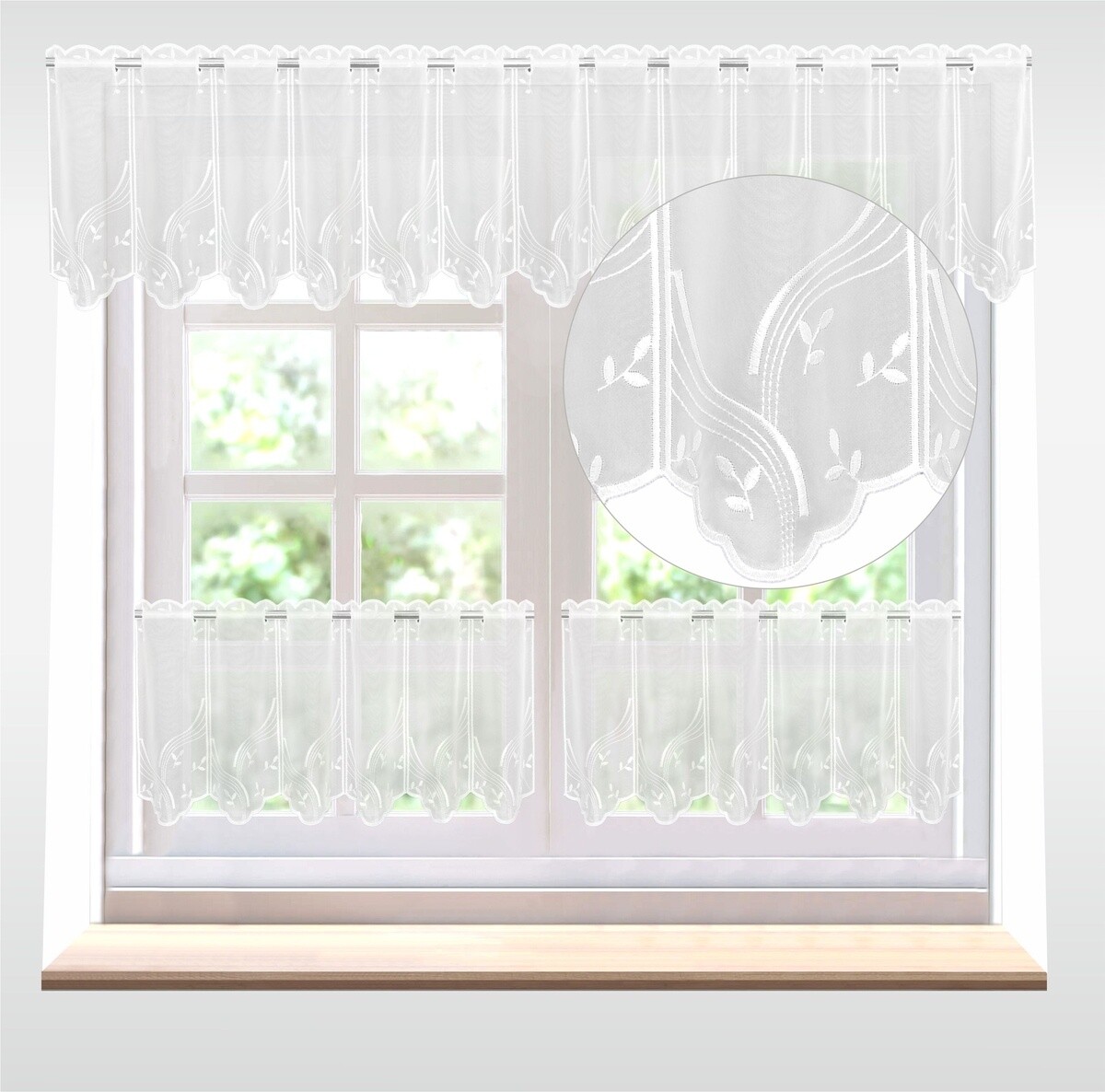 Záclona voál, Tina, vitrážka metráž, biela 35 cm