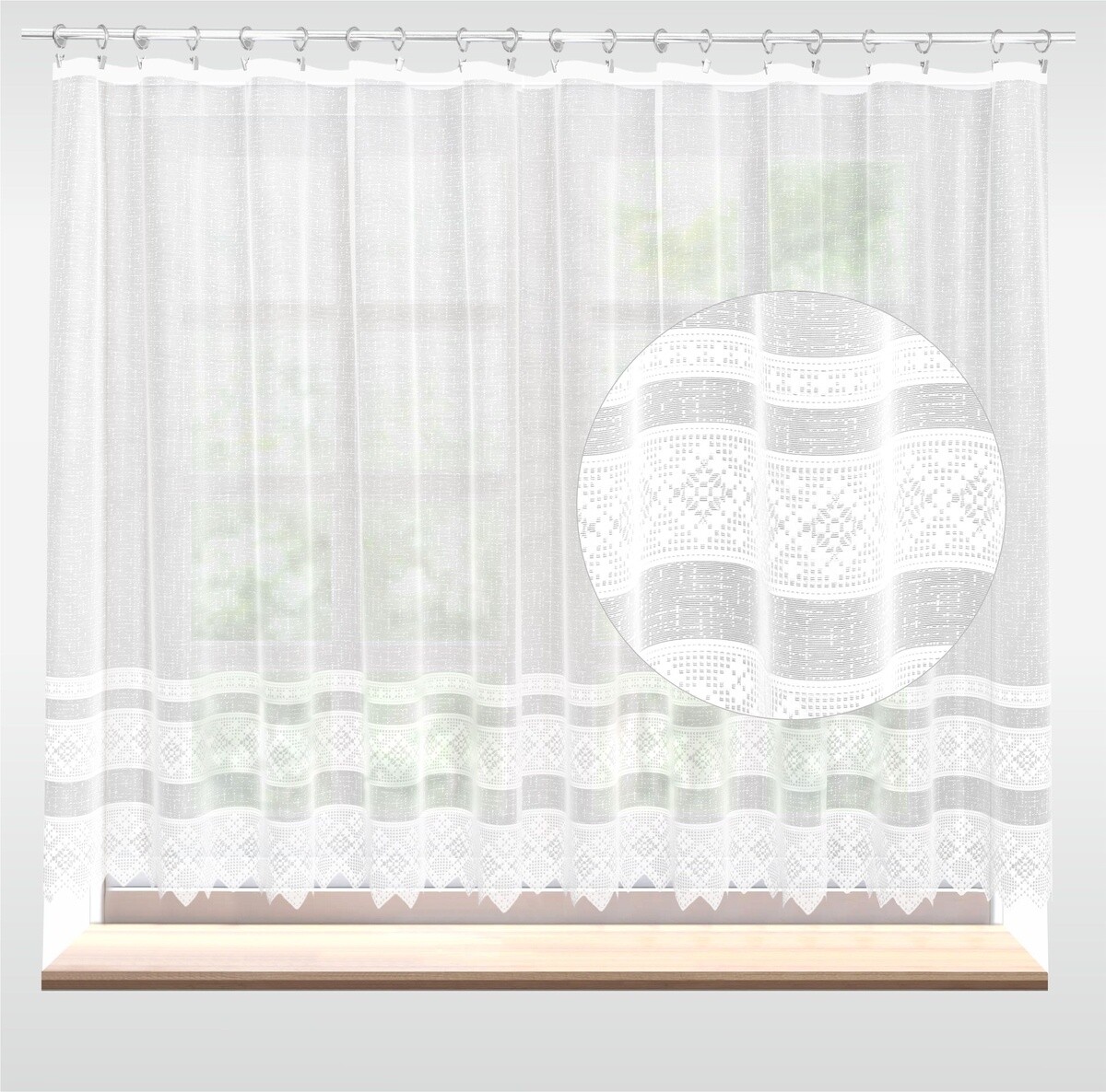 Záclona žakárová, Emma metráž, biela 110 cm