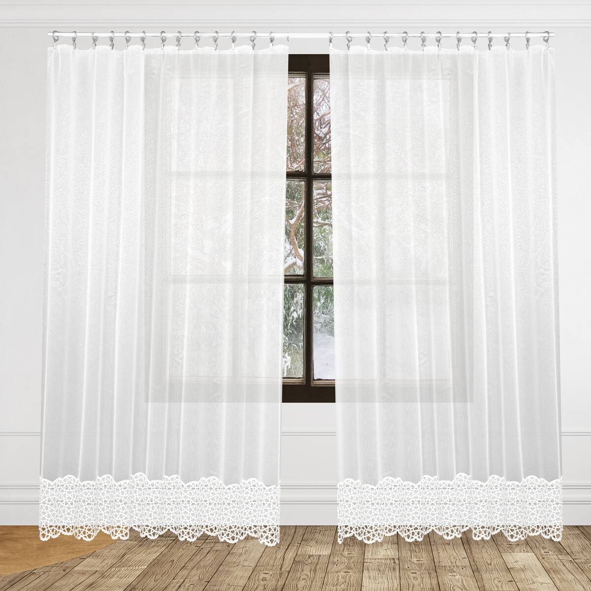 Záclona Dreher, Elegance s bordúrou, biela 150 cm