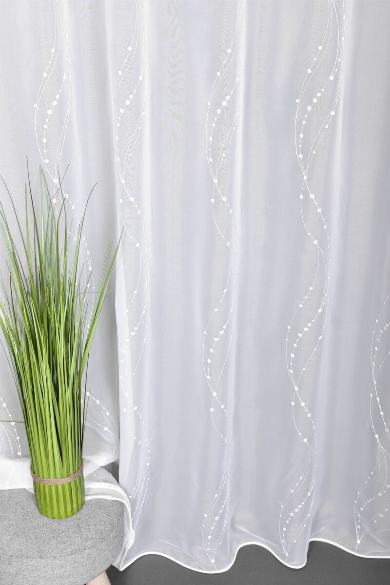 Záclona voálová, Jazerné plamene, biela, 250 cm 250 cm