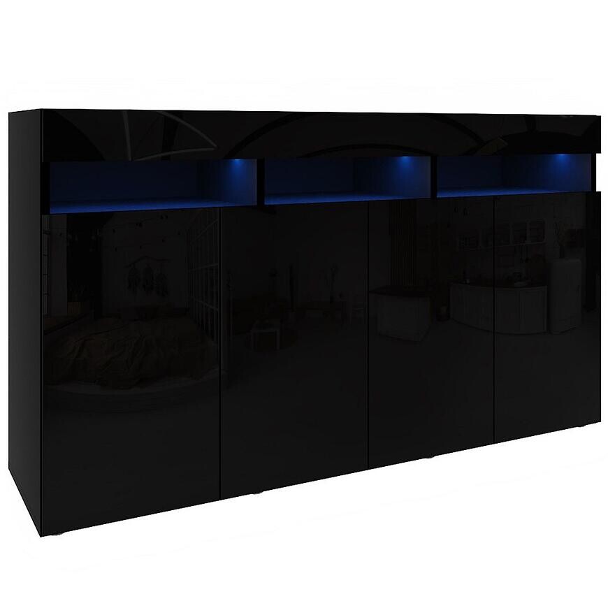 Komoda Izumi 140 BL čierna mat/lesk