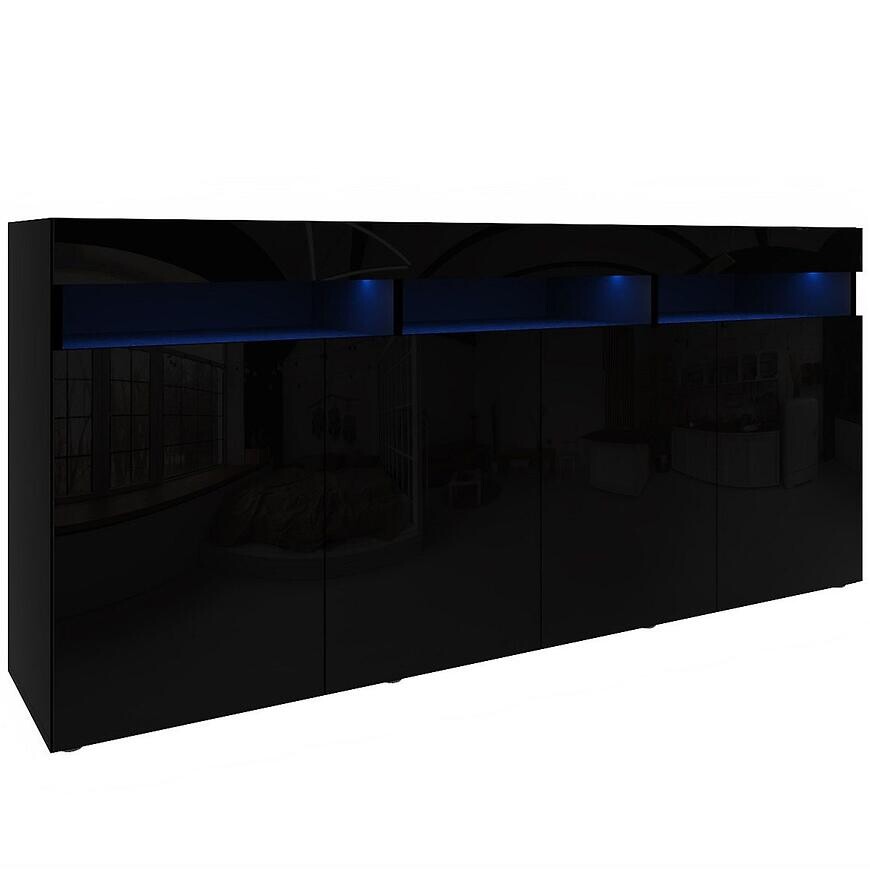 Komoda Izumi 175 BL čierna mat/lesk