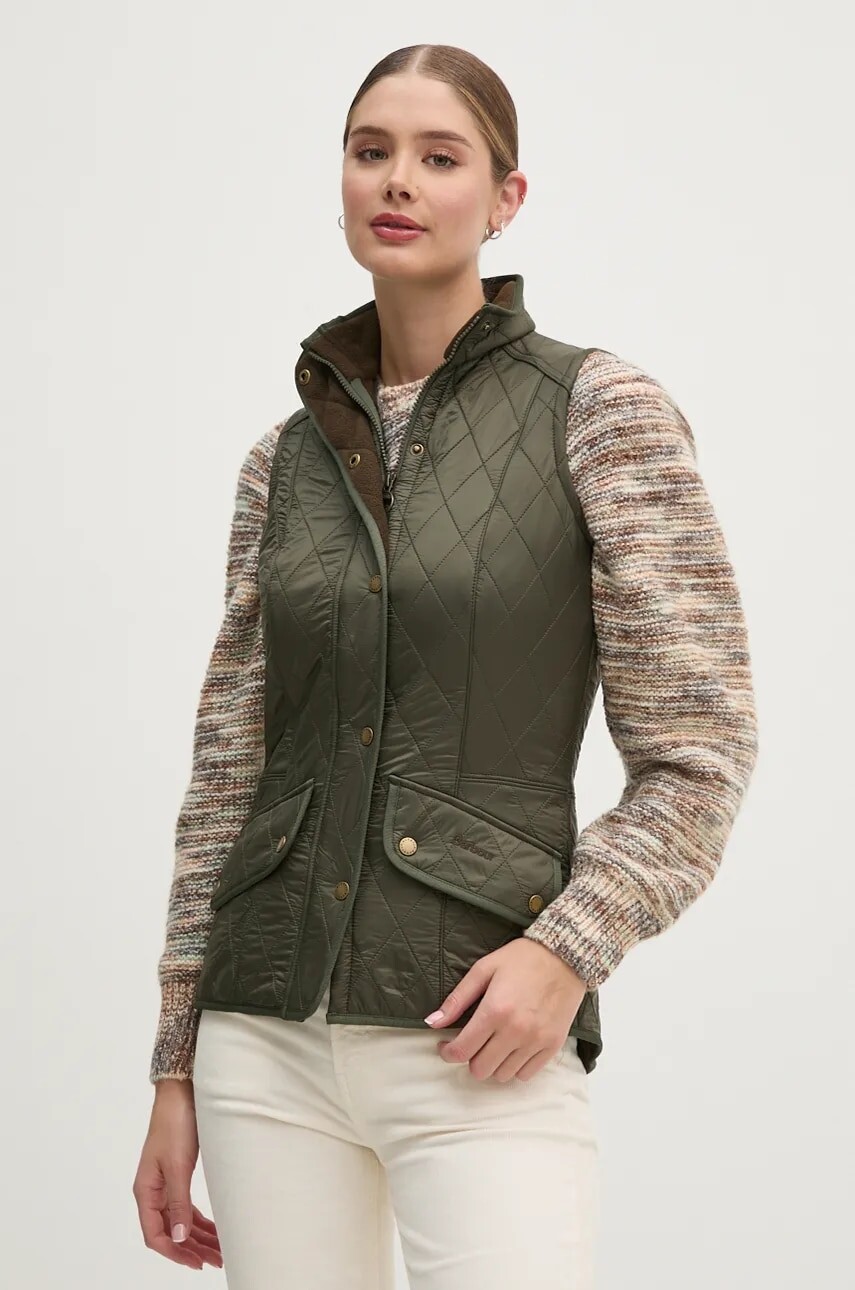 Vesta Barbour Cavalry Quilted Gilet dámska, zelená farba, prechodná, LGI0016