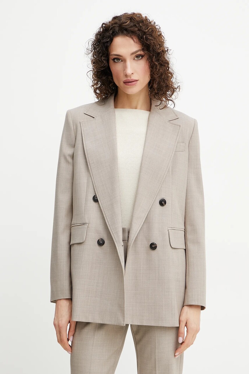 Sako s prímesou vlny MAX&Co. béžová farba, jednoradové, jednofarebné, 2516041083200