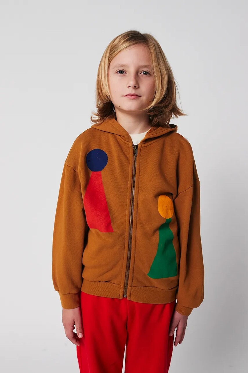 Detská bavlnená mikina Bobo Choses Chess Pawn hnedá farba, s kapucňou, vzorovaná, 225AC051