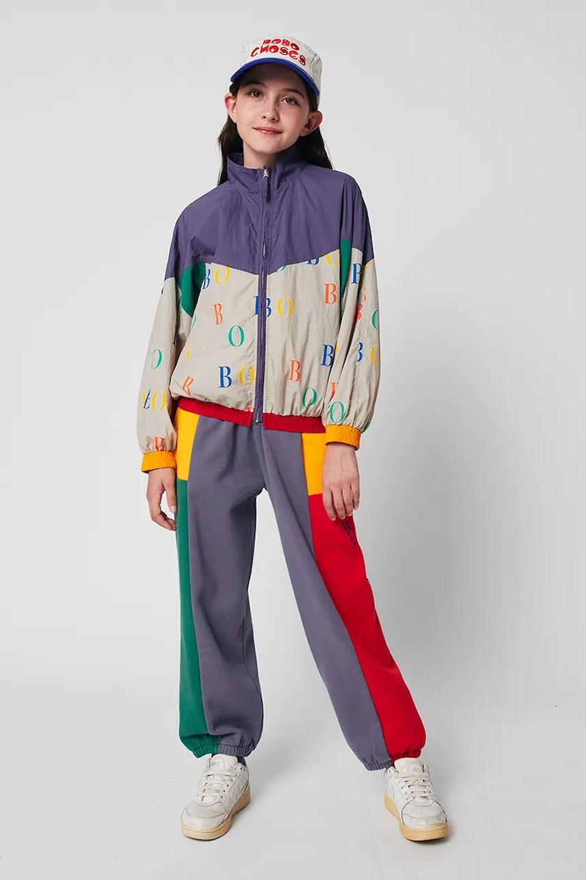 Detské bavlnené tepláky Bobo Choses šedá farba, vzorované, 225AC138